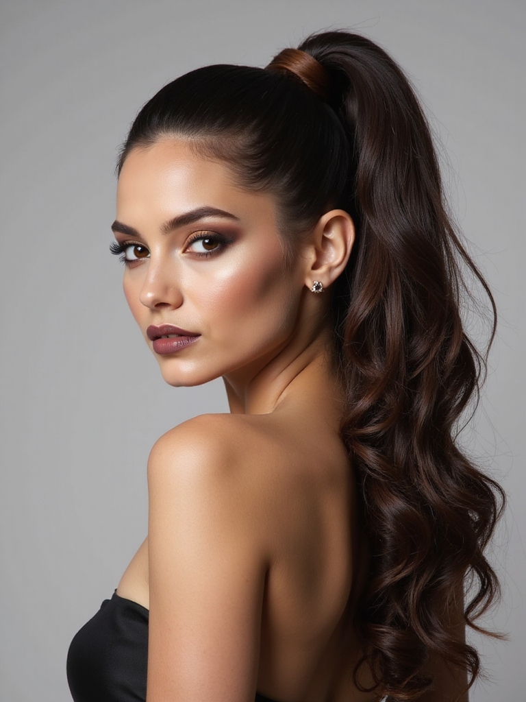 sleek ponytail with hidden braid