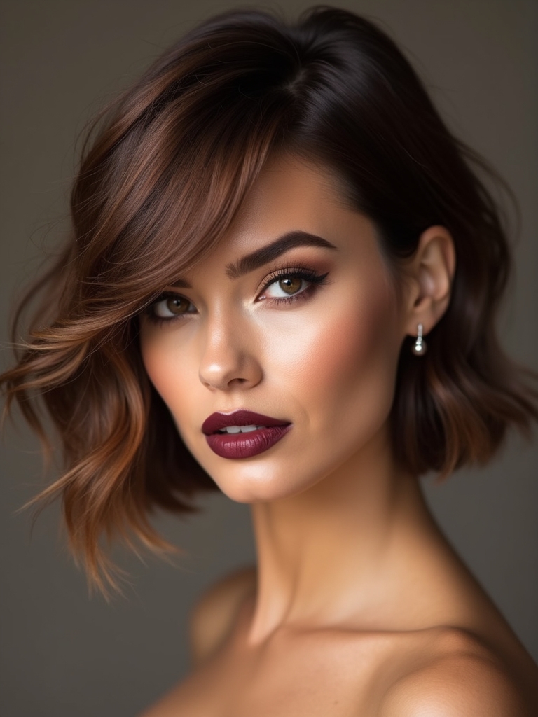 sleek short lob styling