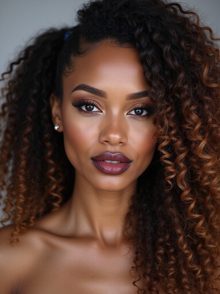 sleek side cornrow curls
