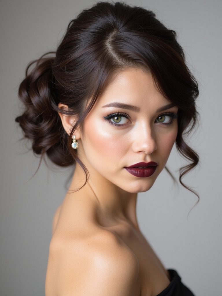 sleek side swept polished updo