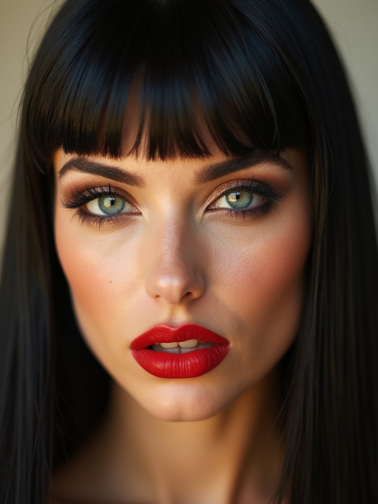 sleek straight hair micro fringe