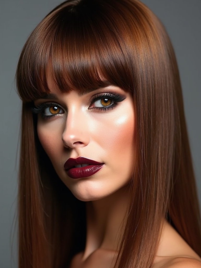 sleek straight hair shiny curtain