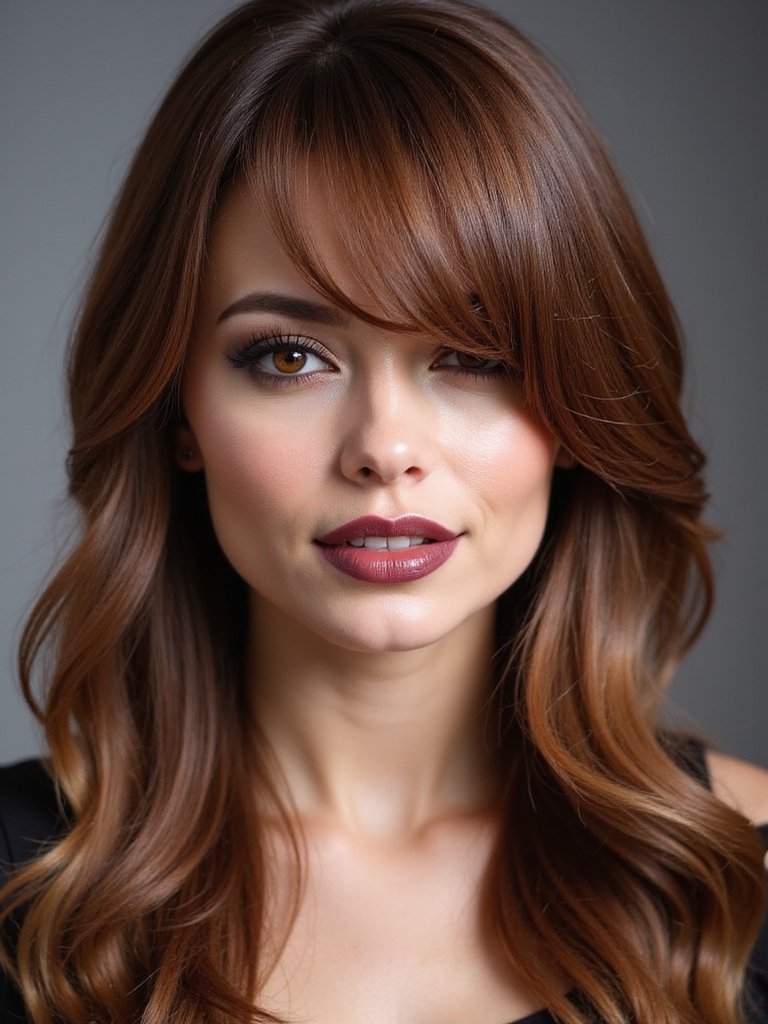 sleek styled long sidebangs