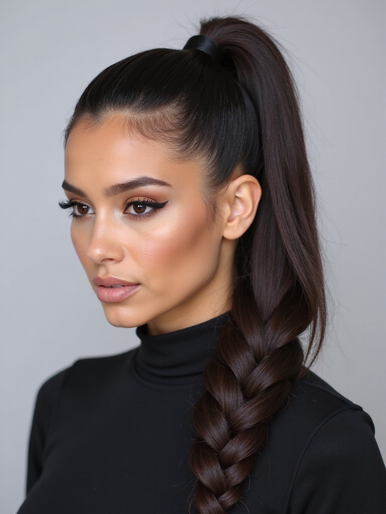 sleek twisted rope ponytail