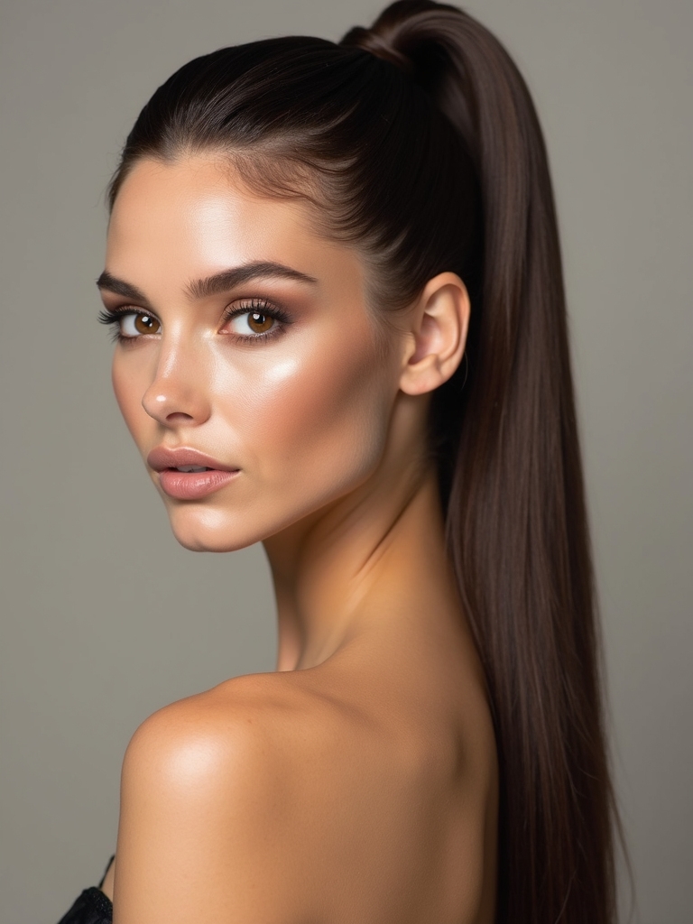 slicked back ponytail with braid