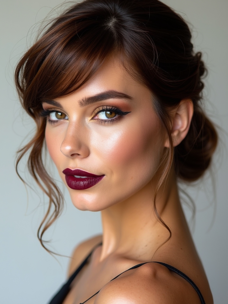 slicked back side bangs styling