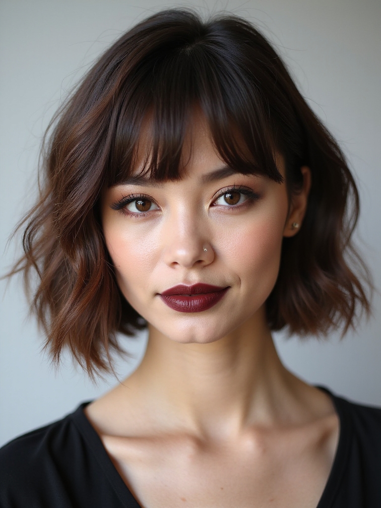 soft airy side swept fringe