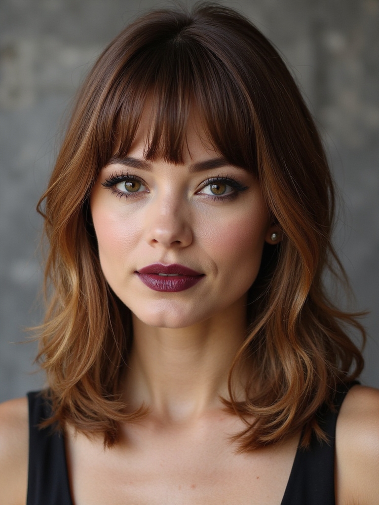 soft angled face framing bangs