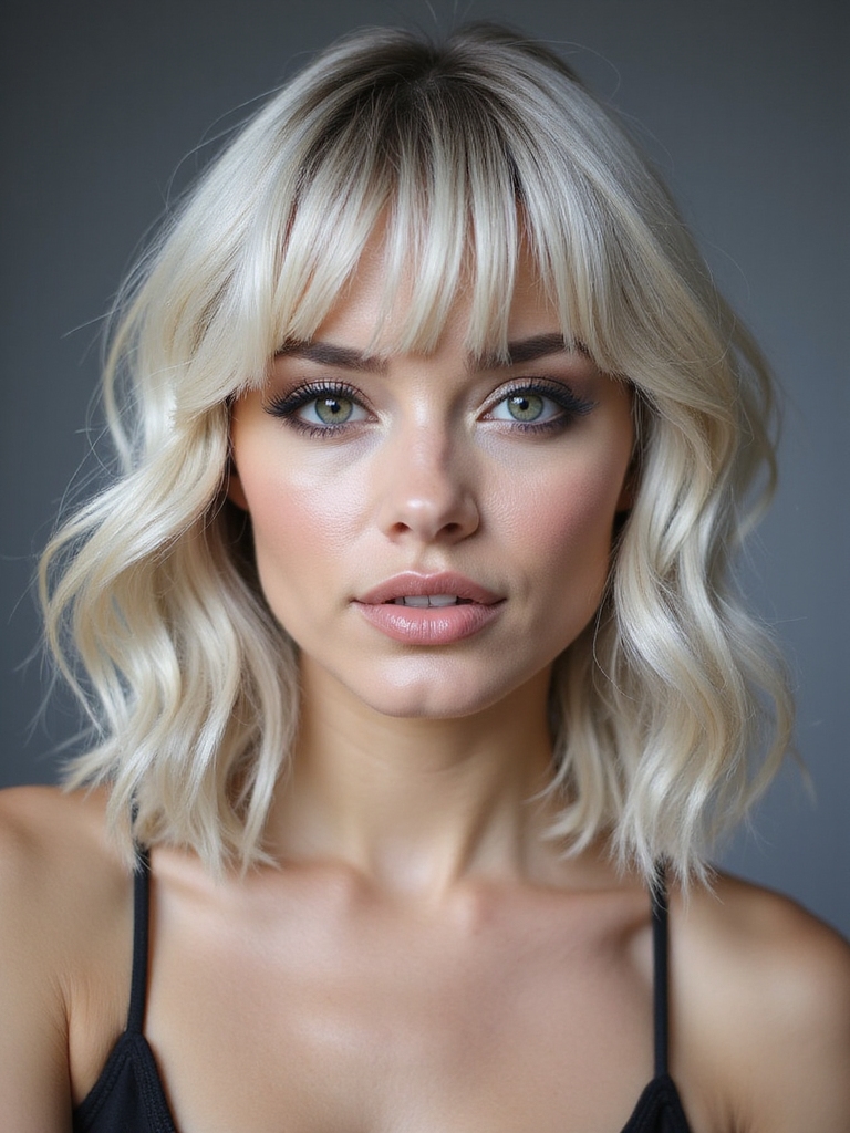 soft ash blonde micro bangs