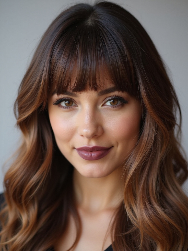 soft center parted layered bangs