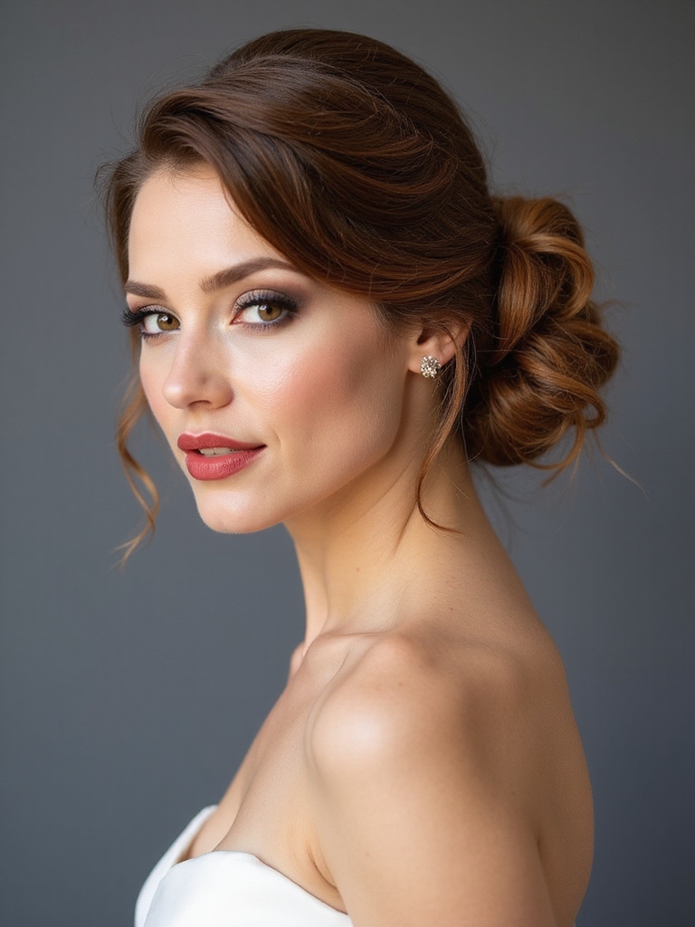 soft curled classic chignon