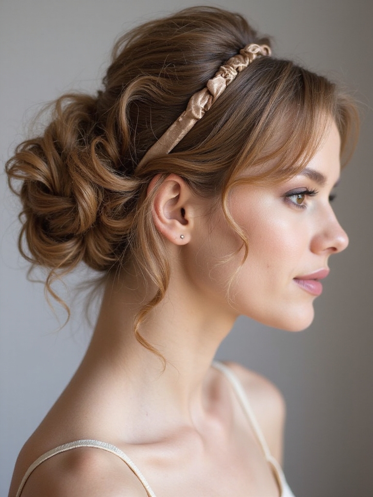 soft curled messy chignon