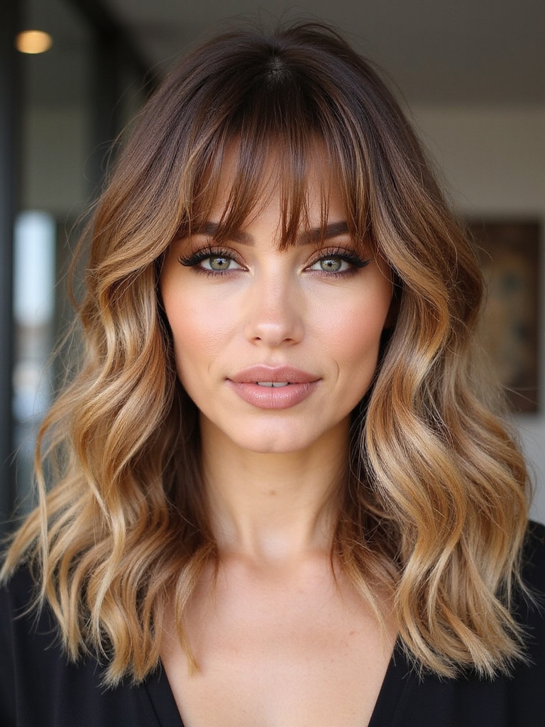 soft curtain bangs beachy waves