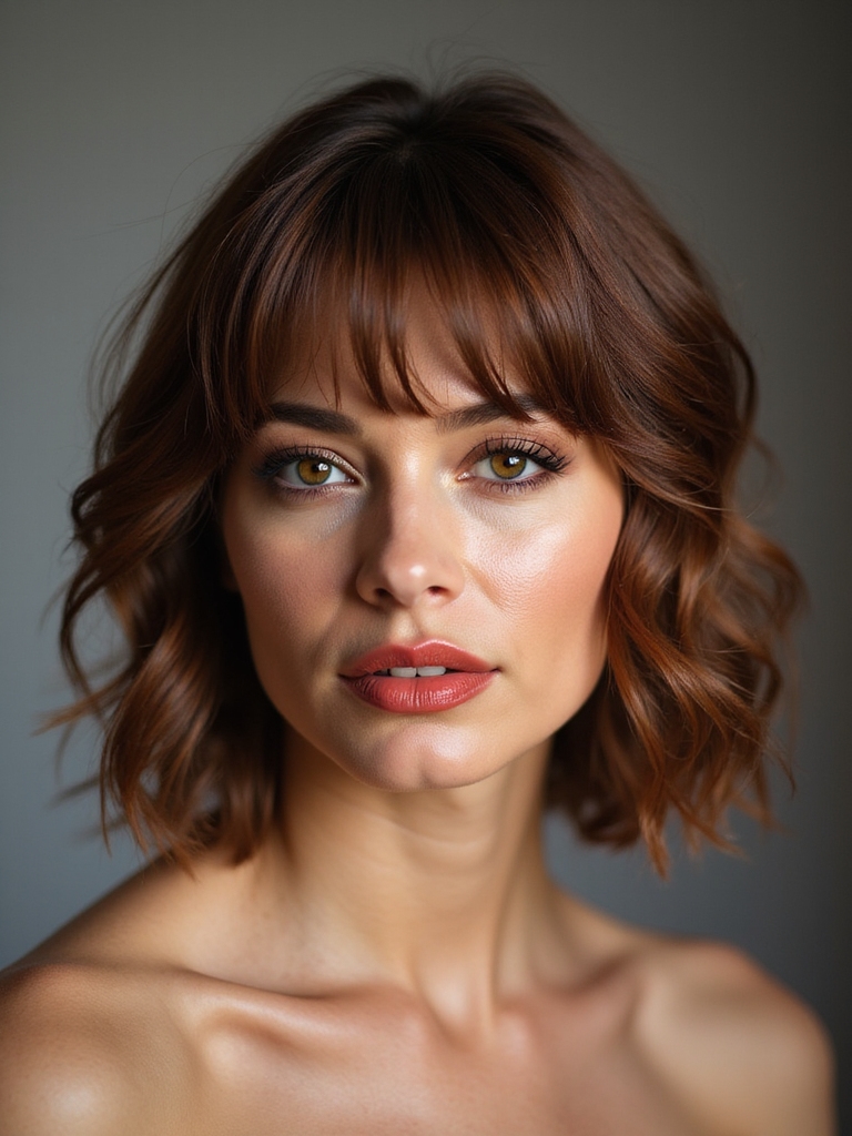 soft face framing brunette bangs