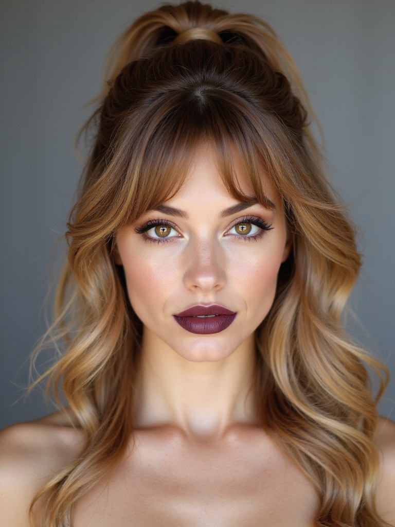 soft face framing half up ponytail
