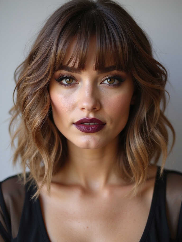 soft face framing textured bangs