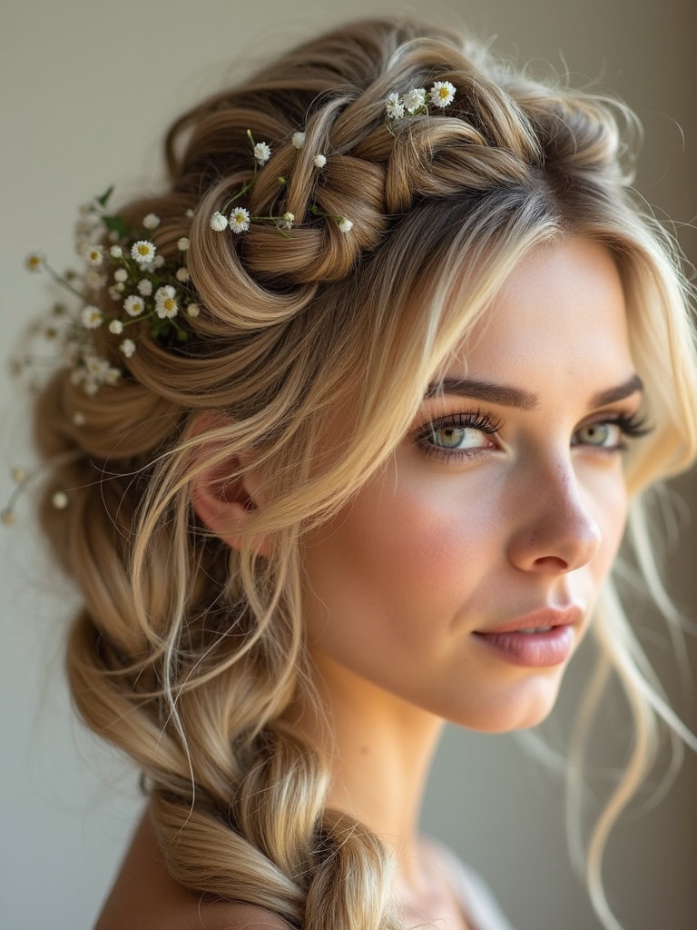 soft face framing twisted bun