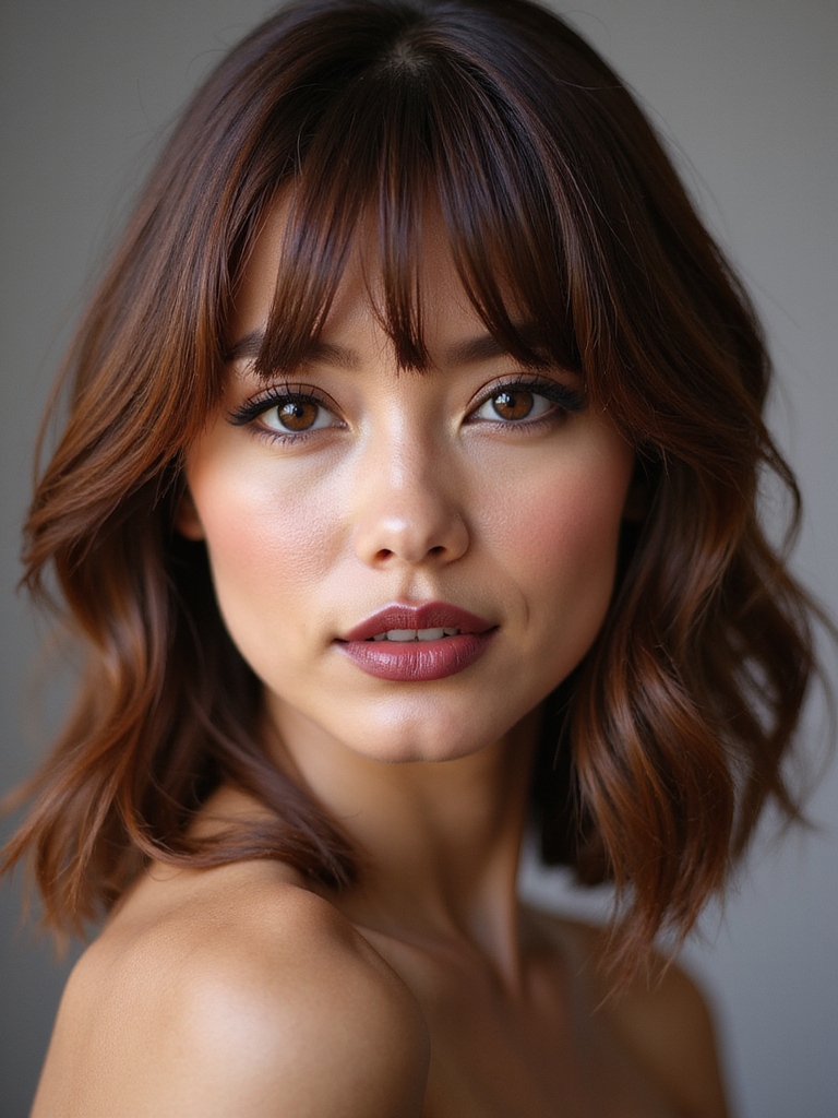 soft feathered brow skimming bangs