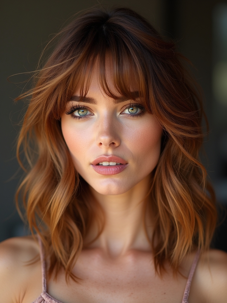 soft feathered textured sheer bangs