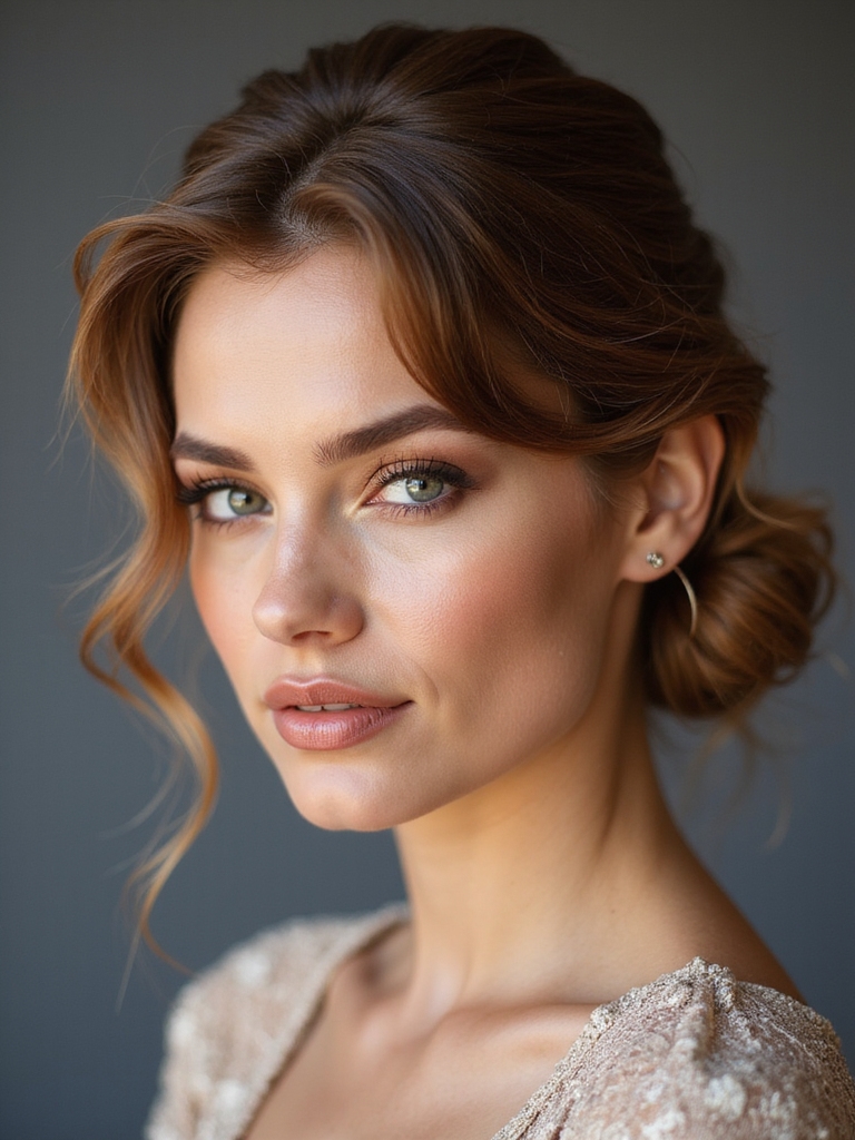 soft half up bun fringe
