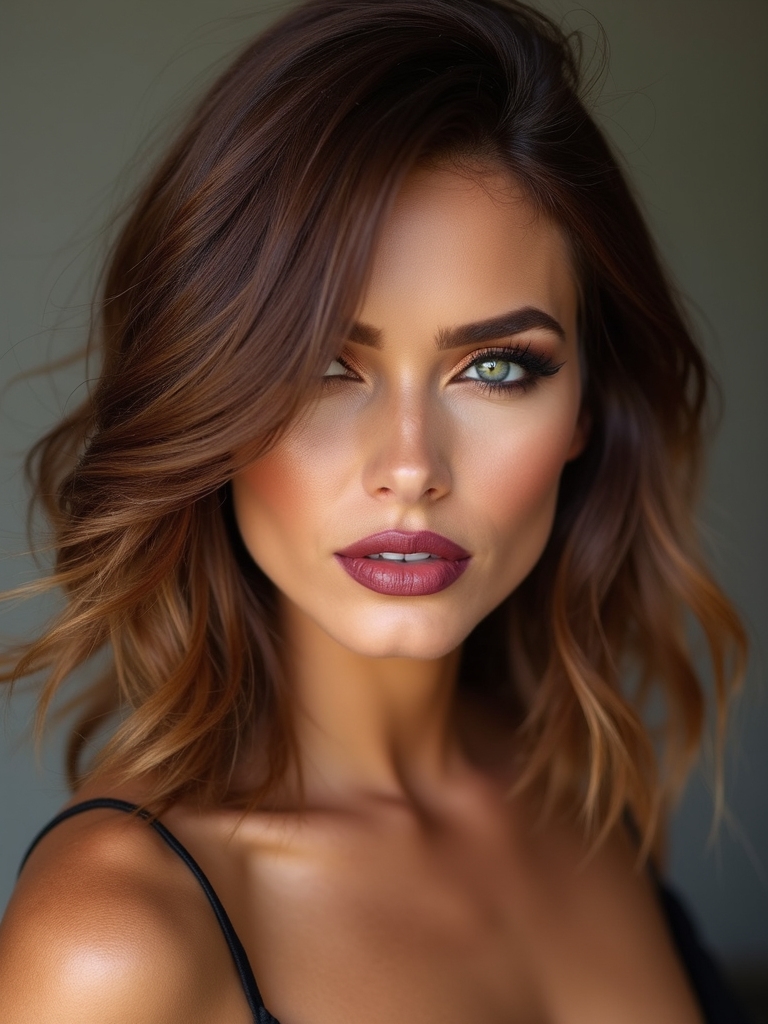 soft layered lob bangs