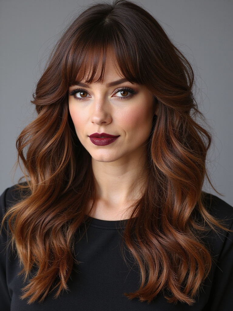 soft layered locks with bangs