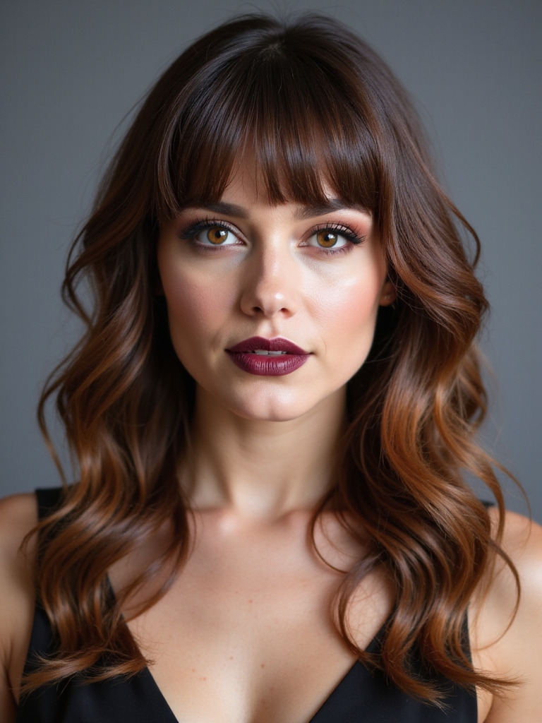 soft layered medium curtain bangs