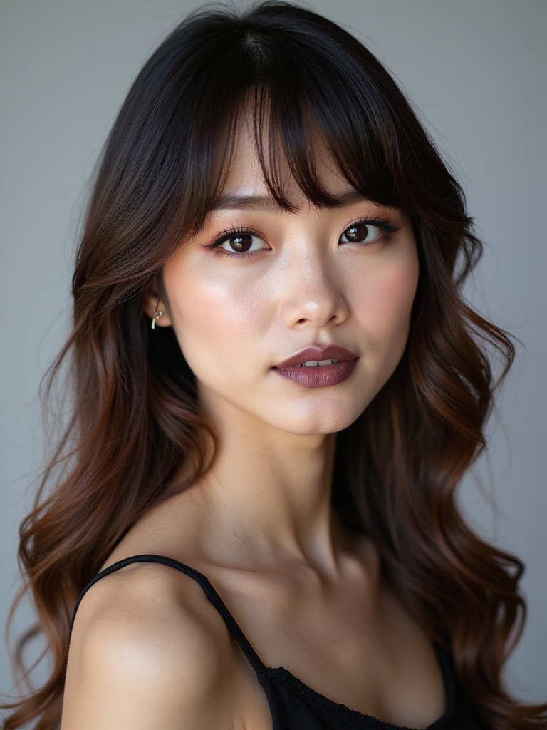 soft layered side bangs