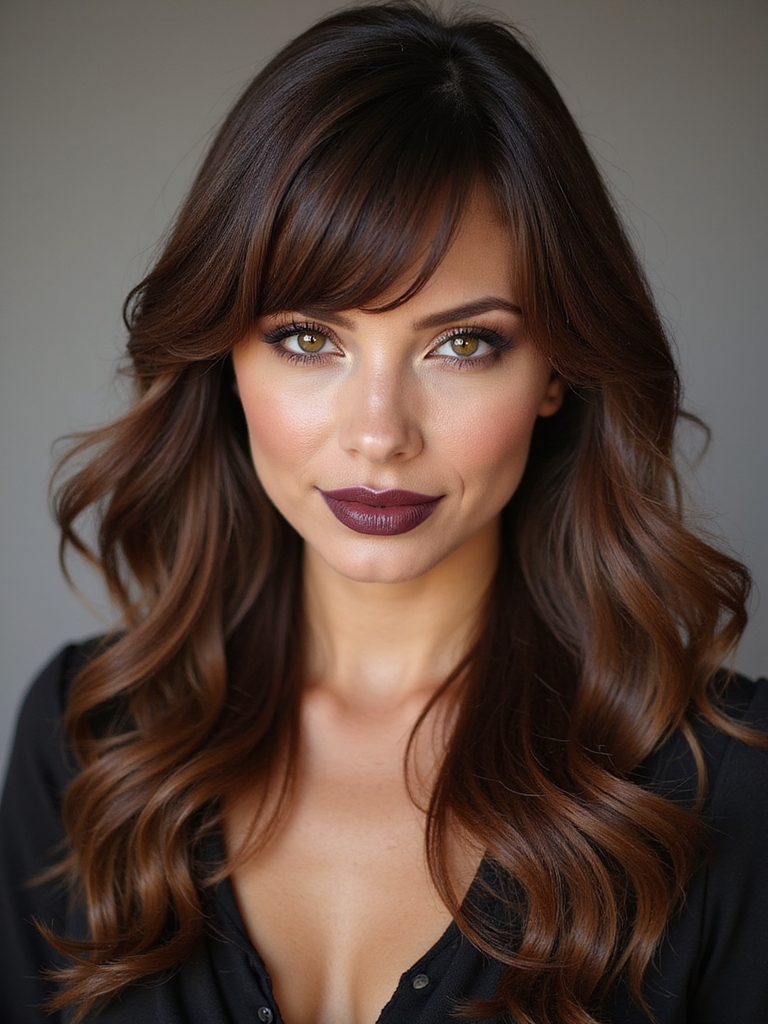 soft long layers angled fringe