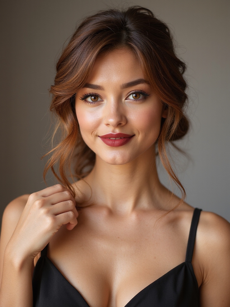soft low bun sweeping bangs