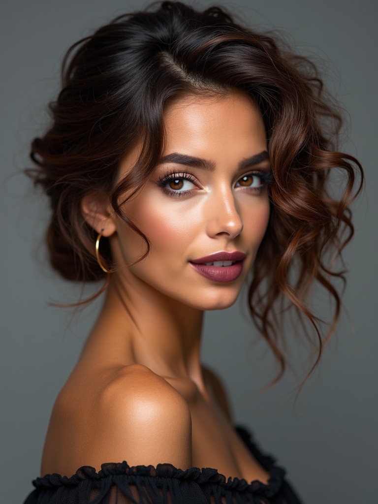 soft low bun tendrils loose