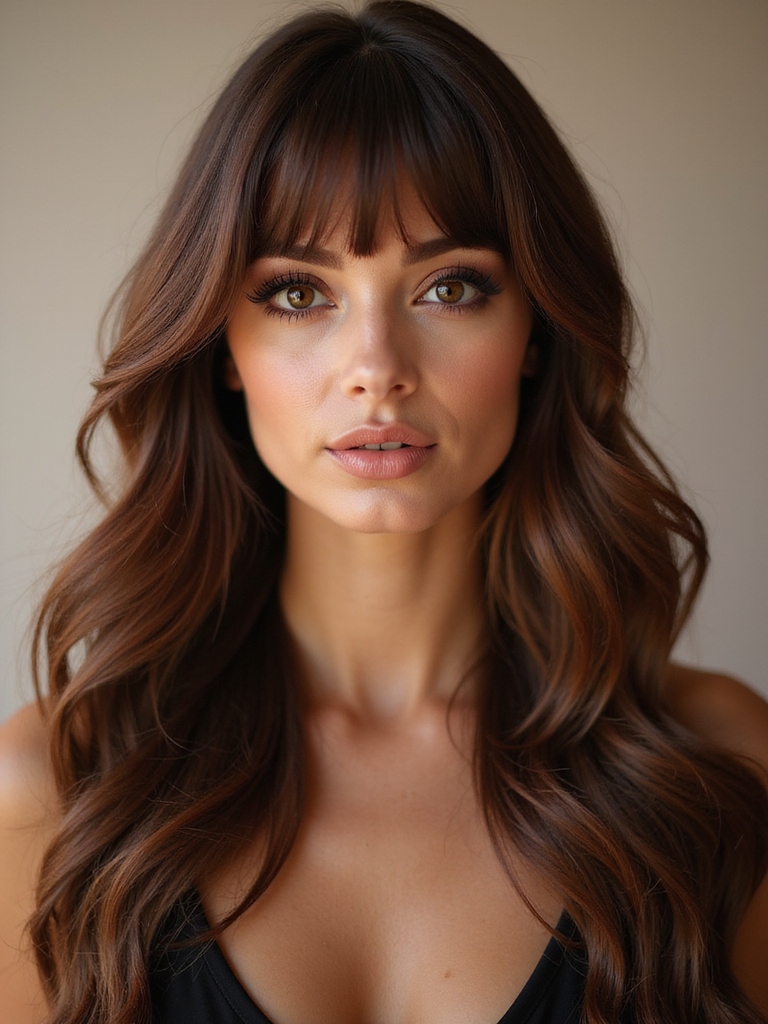 soft parted face framing bangs