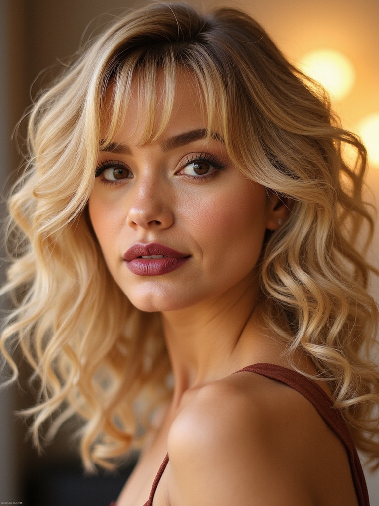 soft playful face framing bangs