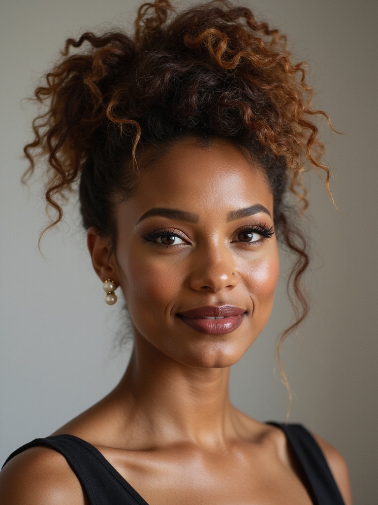 soft romantic curly updo