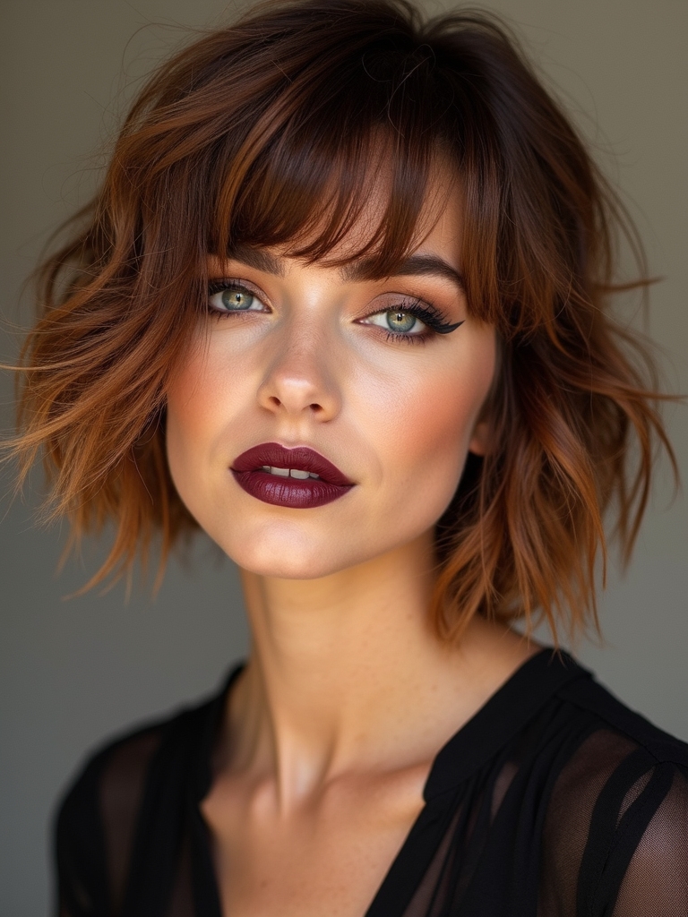 soft rounded crop with bangs