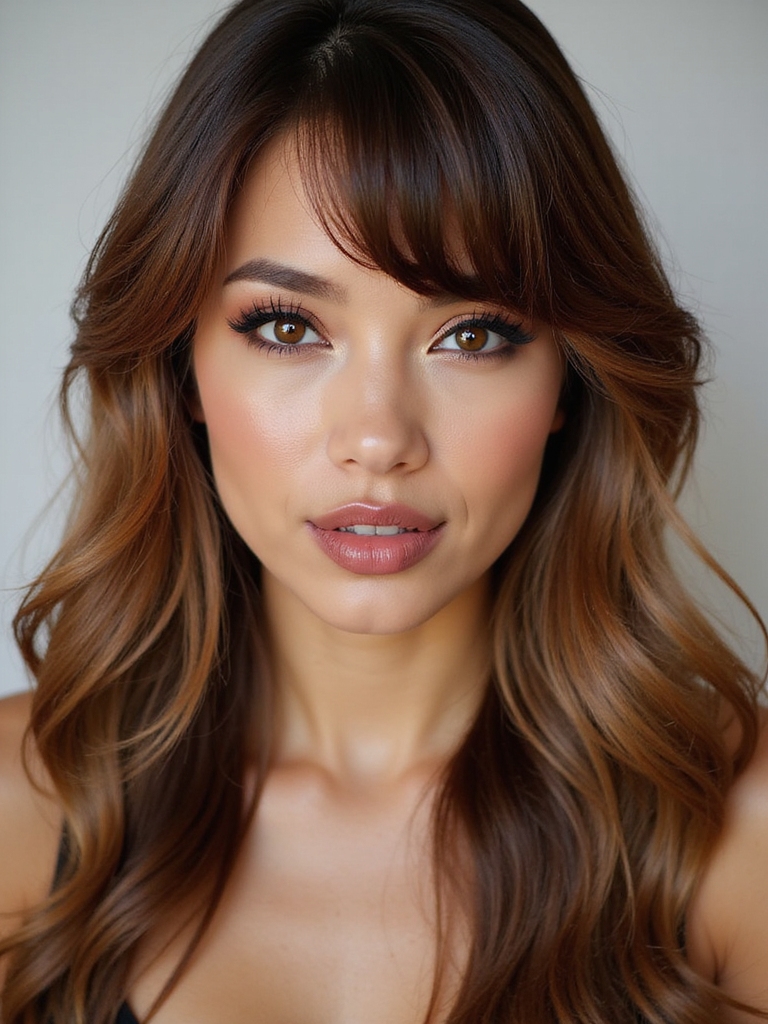 soft sweeping layered side bangs