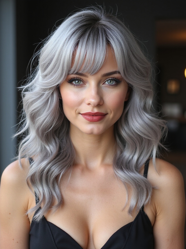 soft textured curtain bangs