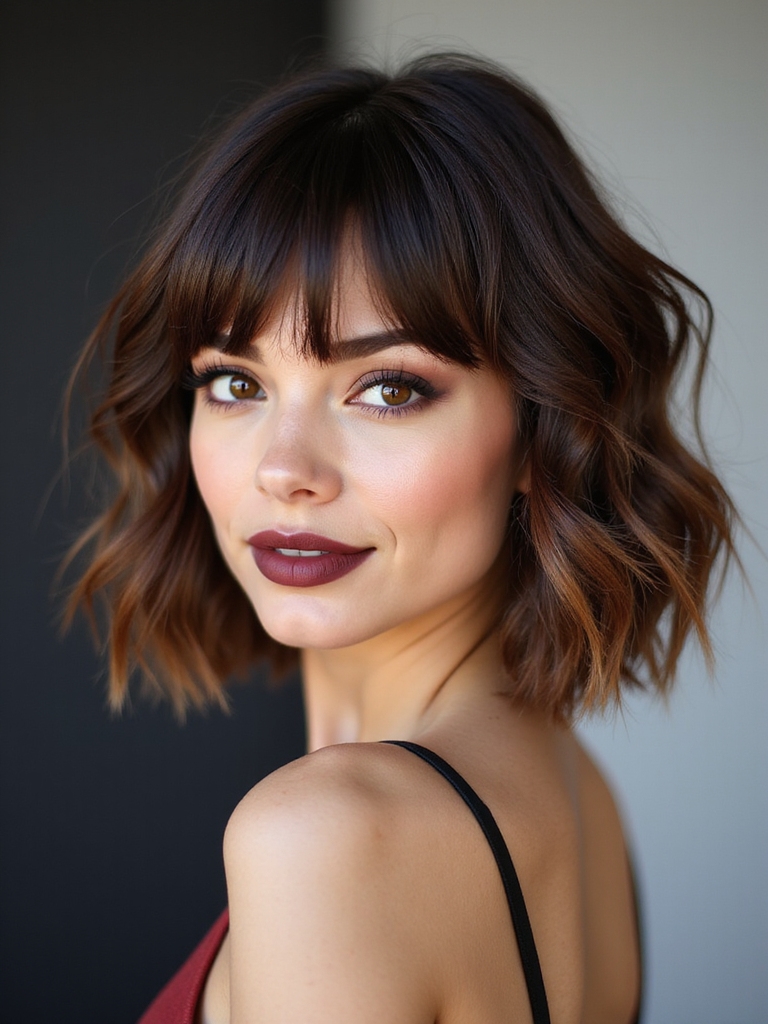 soft wispy bangs bob