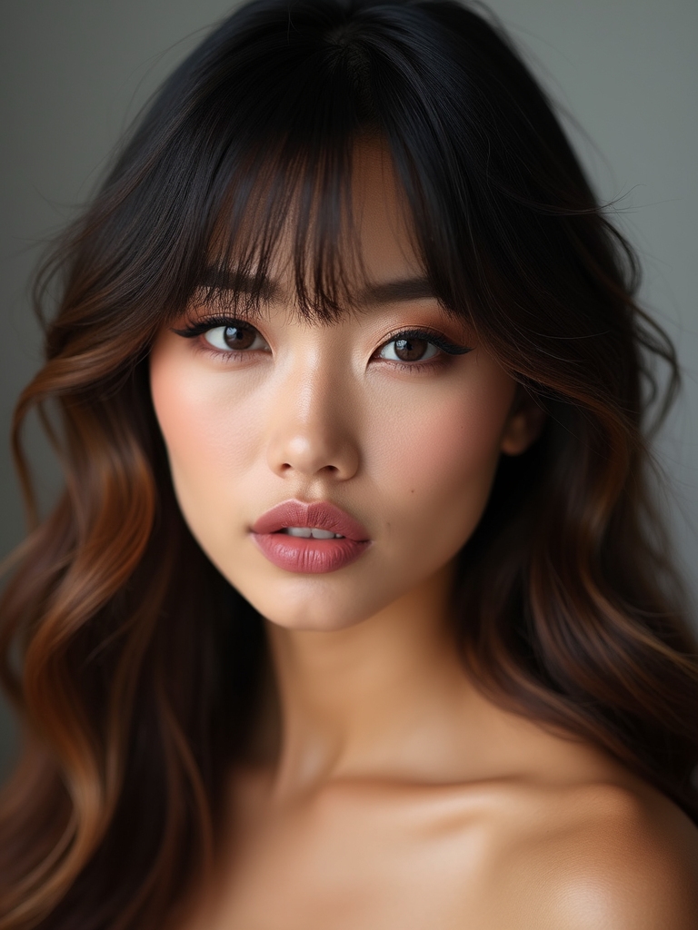 soft wispy center part bangs