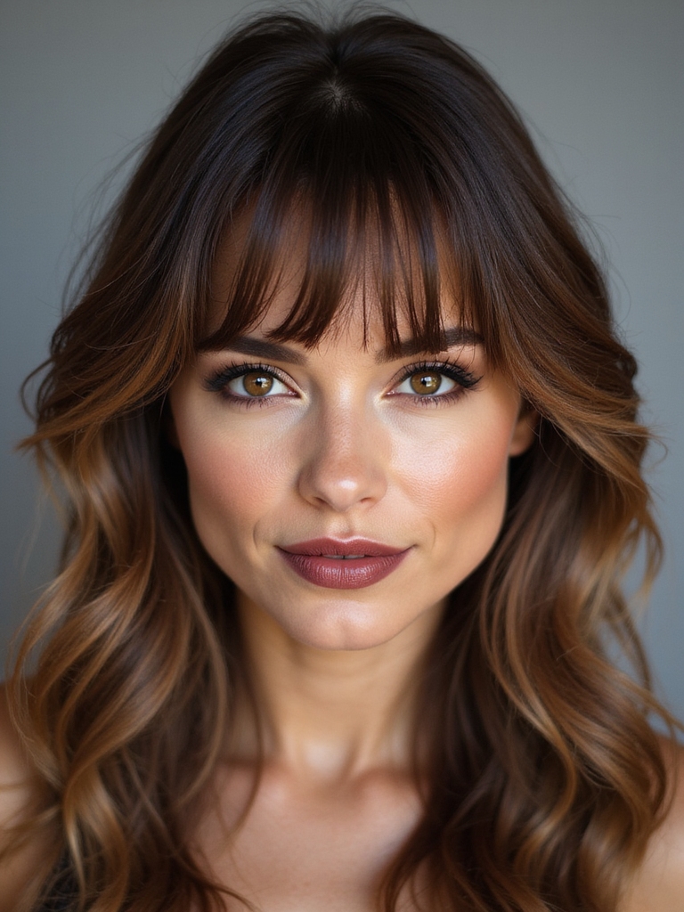 soften angular jawlines with curtain bangs