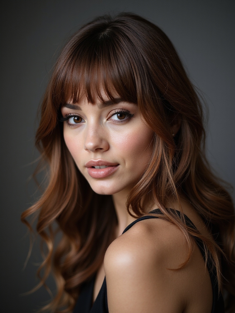softened heavy fringe with point cut