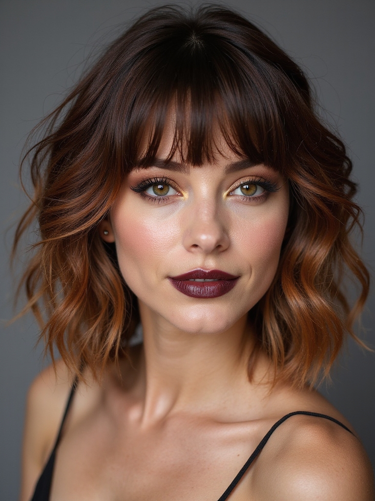 softly blended textured bangs