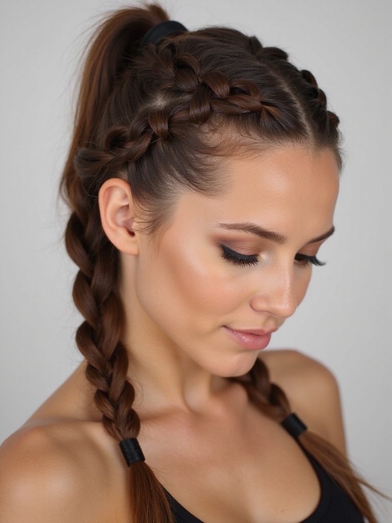 sporty sweat proof double braids
