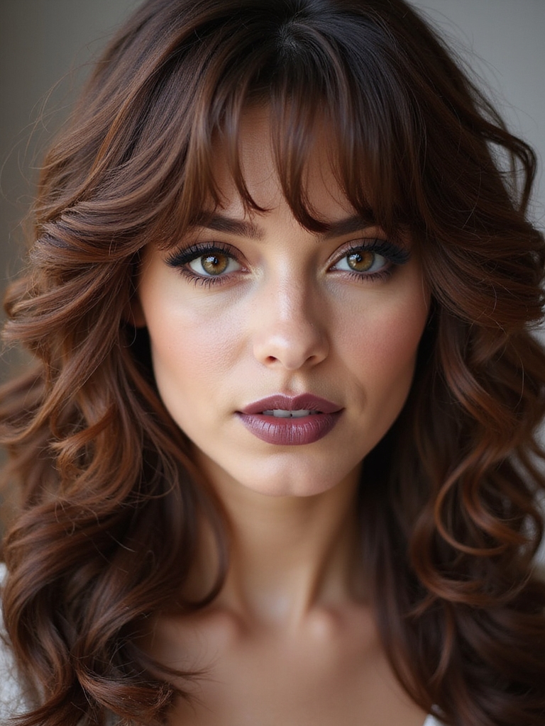 springy tapered bangs frame eyes