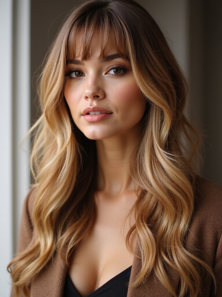 subtle face framing balayage contrast