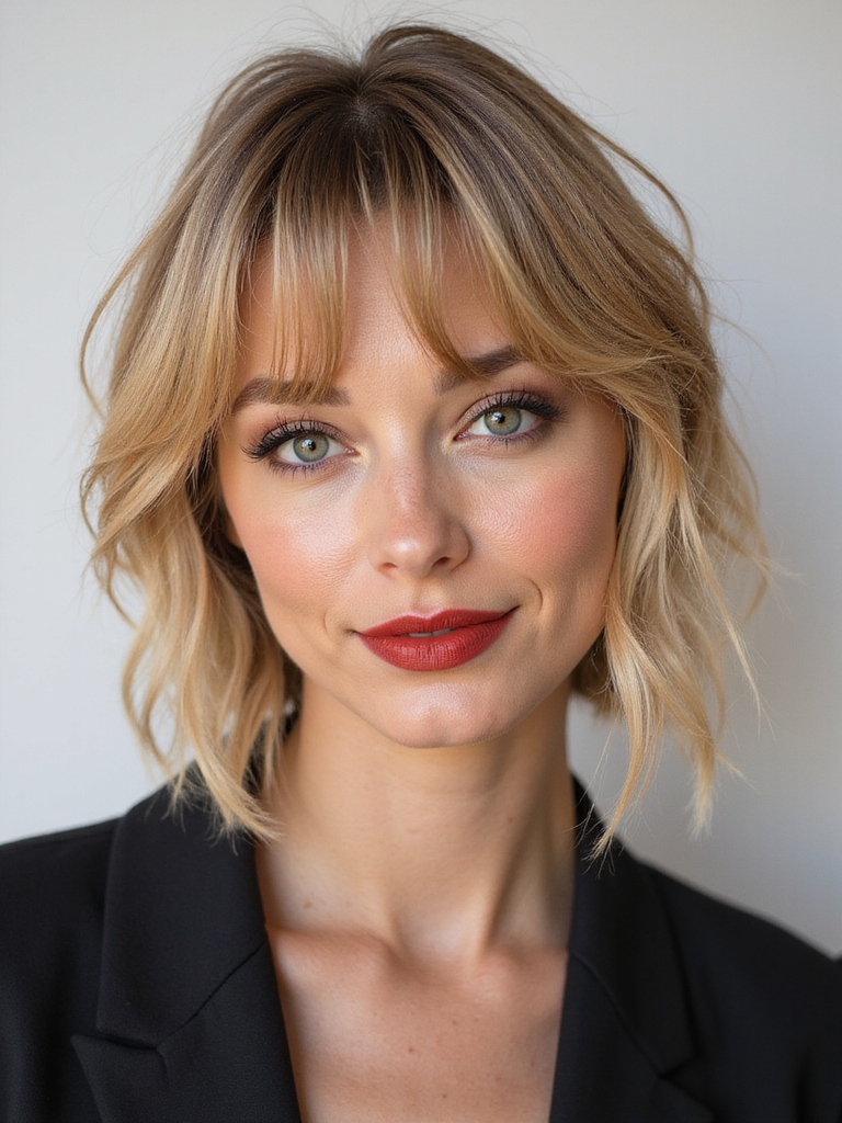 subtle feathered low maintenance fringe