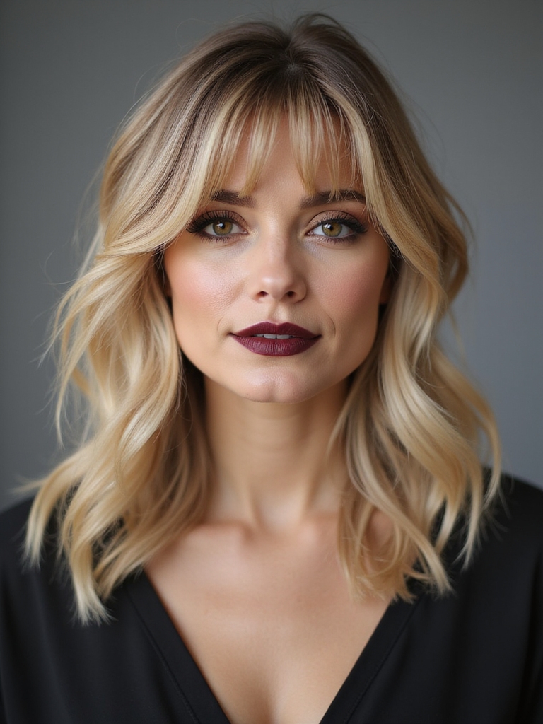 subtle layered cut with bangs