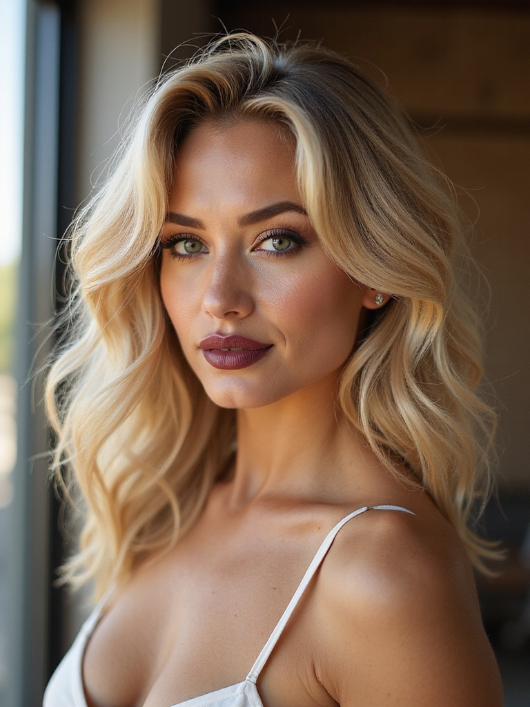 sun kissed tousled side bangs