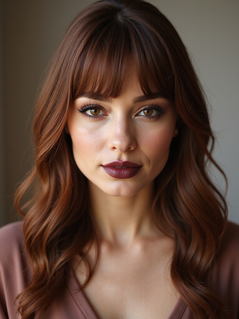 tapered v bangs soften angles