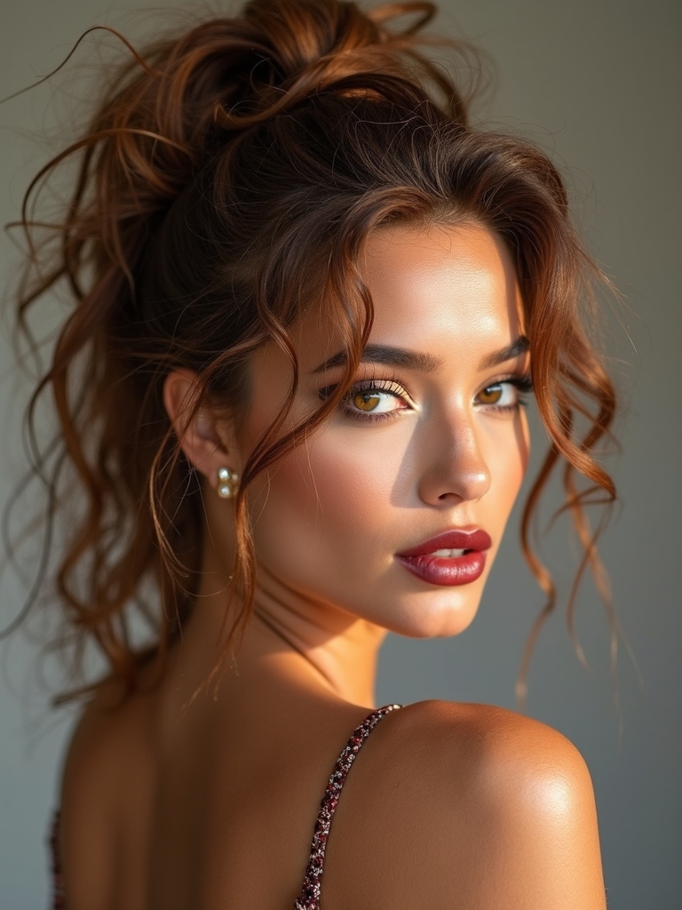 teased messy high ponytail